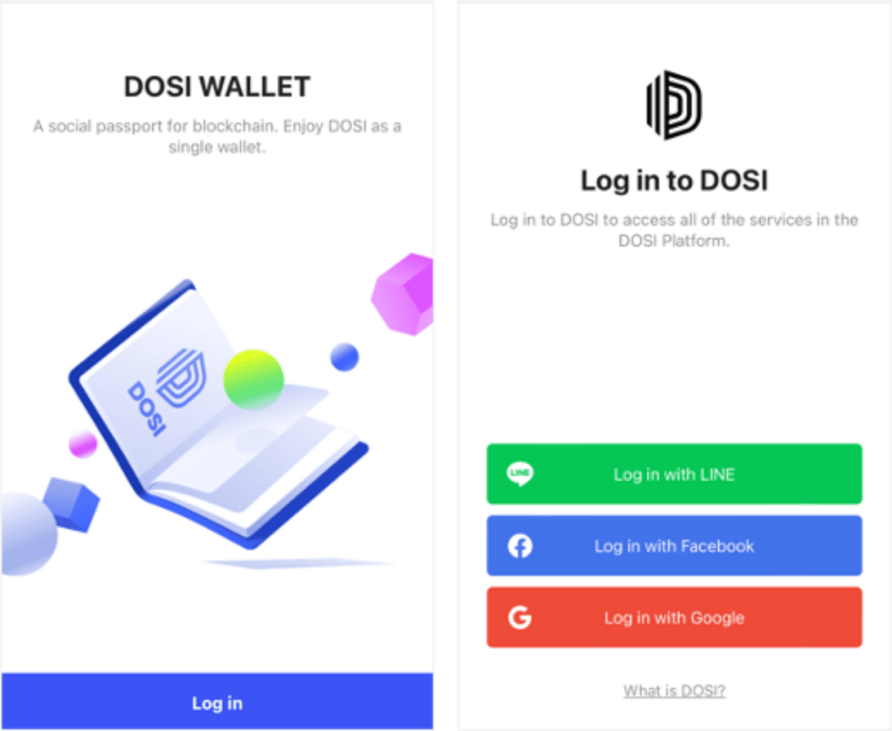 照片中提到了DOSI WALLET、A social passport for blockchain. Enjoy DOSI as a、single wallet.，跟露拉羅有關，包含了網頁、不可替代的代幣、錢包、線、釜山