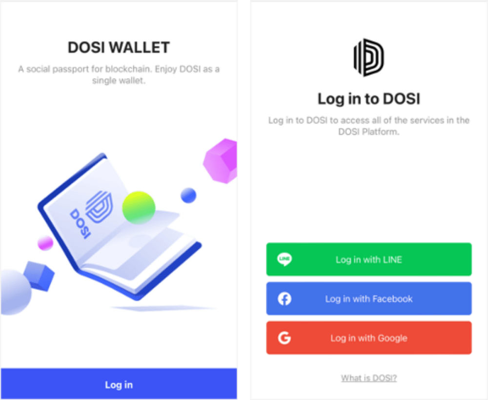 照片中提到了DOSI WALLET、A social passport for blockchain. Enjoy DOSI as a、single wallet.,跟露拉羅有關,包含了網頁、不可替代的代幣、錢包、線、釜山