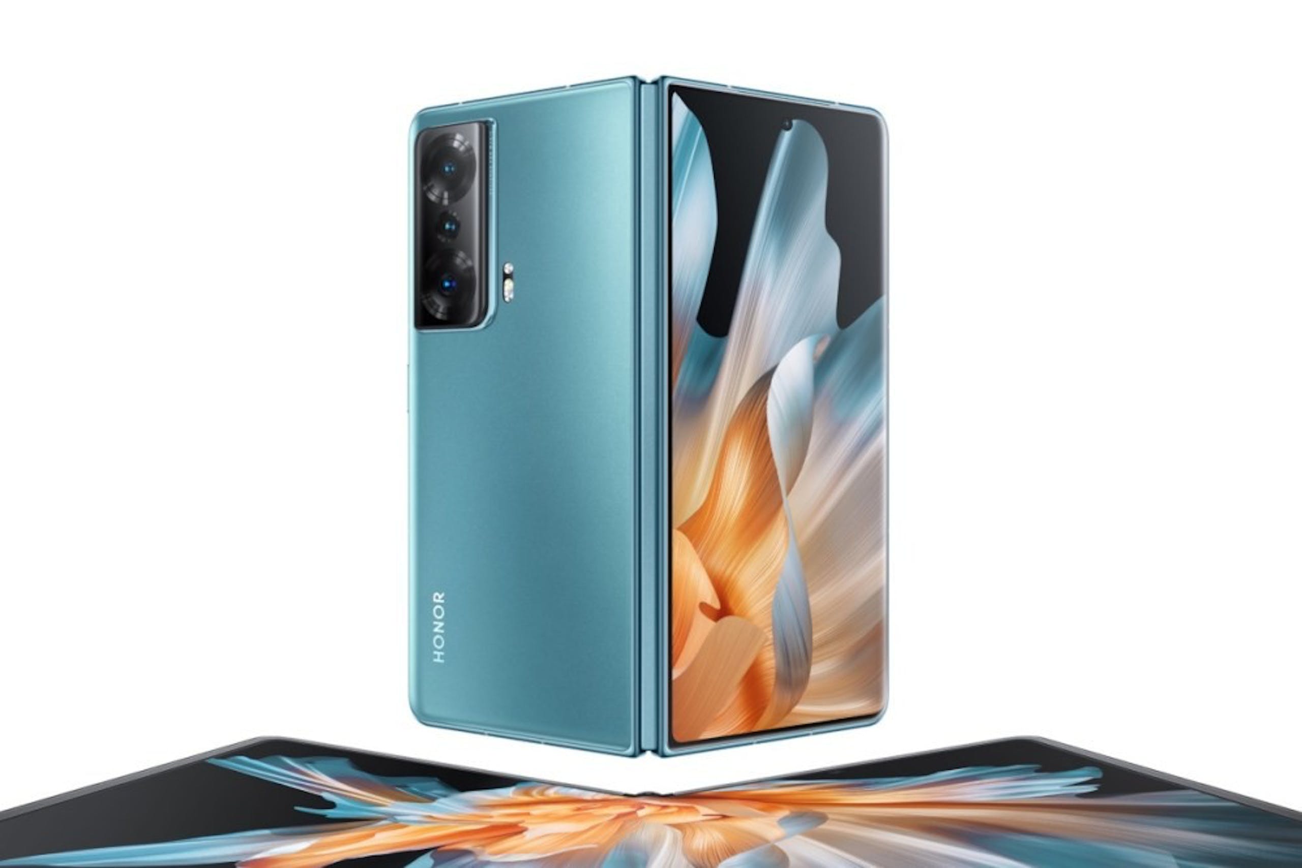 照片中提到了HONOR,包含了榮譽魔法 vs 價格、榮耀Magic4 Pro、榮譽、巴塞羅那世界移動大會、可折疊智能手機