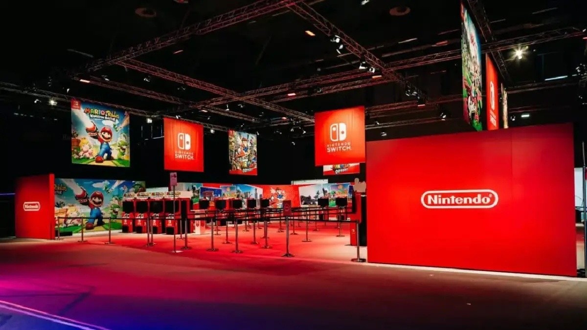 照片中提到了Nintend、MARIO Res、SWITCH,跟任天堂、任天堂有關,包含了任天堂科隆遊戲展、Gamescom、新的神奇寶貝快照、星體鏈、錫心