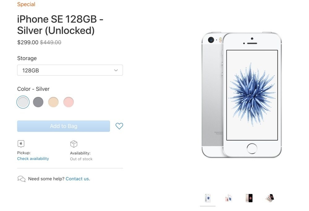 蘋果美國官網重新開賣iPhone SE 降價幅度最高150美金(140553