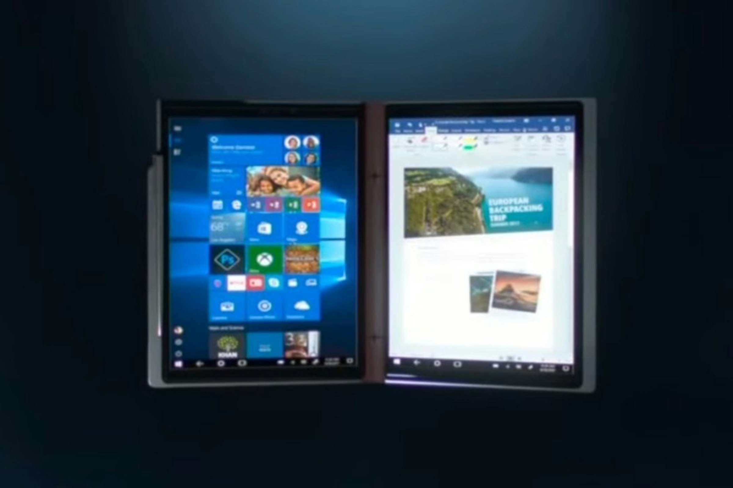 是消息指稱微軟計畫打造雙螢幕筆電產品，搭載不同形式的Windows 10作業系統這篇文章的首圖